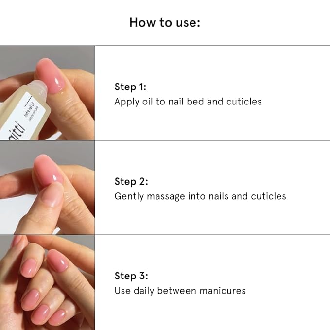 gitti Hydra Nail Oil I Natural Nail Care, Non-Toxic, 99.4% Natural Origin, 30-Free, Plant-based, Cruelty-Free, Nourish and Soothes Nails and Cuticles, Roll-on Applicator, 0.24 Fl Oz