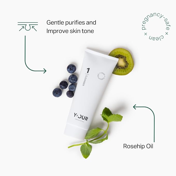 Y'OUR Non-Toxic, Pregnancy-Safe Skincare Set – 3-Step System with Cleanser, Day Cream & Night Cream – Soothing & Rejuvenating – Gentle and Non-Comedogenic Formula. Holiday Gift Bundle