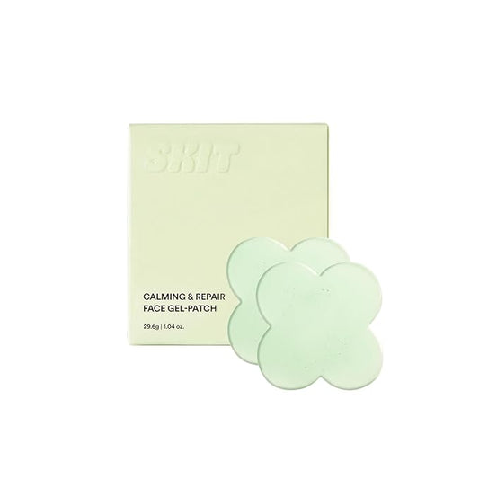 Skit Calming & Repairing Face Gel Patch, Azulene & Cica Clover Mask for Instant Redness Soothing & Pore-Area Comfort, Skin Barrier Support, K-Beauty, 4 Sets (8 Patches)