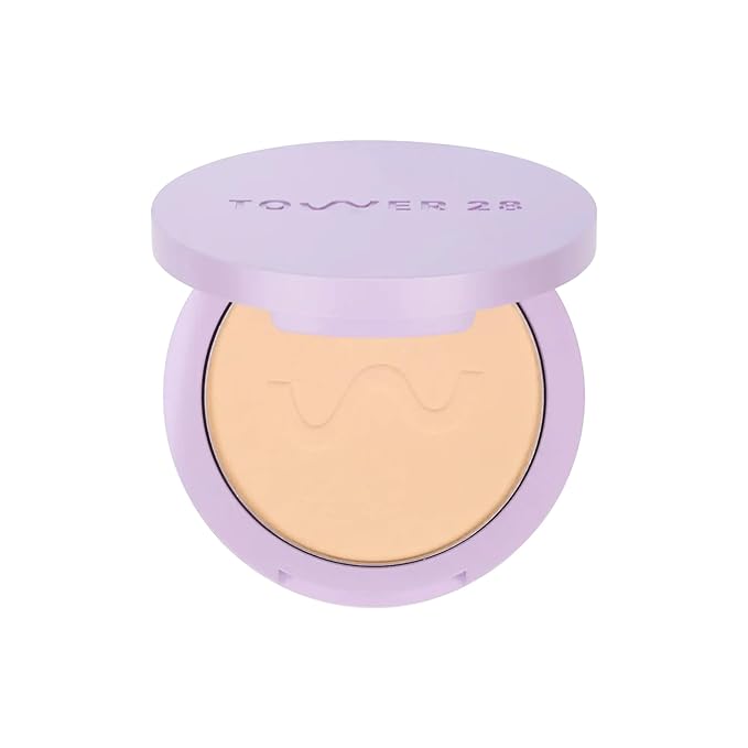 Tower28 GetSet Pressed Setting Powder - Talc-Free Face Powder for Sensitive Skin with Kaolin Clay + Squalane - Brightens Skin + Sets Face Makeup - Transfer/Sweat-Proof - Balboa Banana (0.35 oz)
