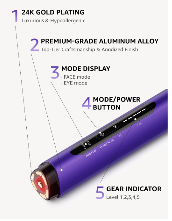 Skin Tightening Face Machine, Facial Massager Light Therapy for Face, 3 in 1 Microcurrent Facial Device Home Use Anti-Aging Device, 5 Level for Facial Firming, Wrinkle, Lifting, Toning, Glow Boost
