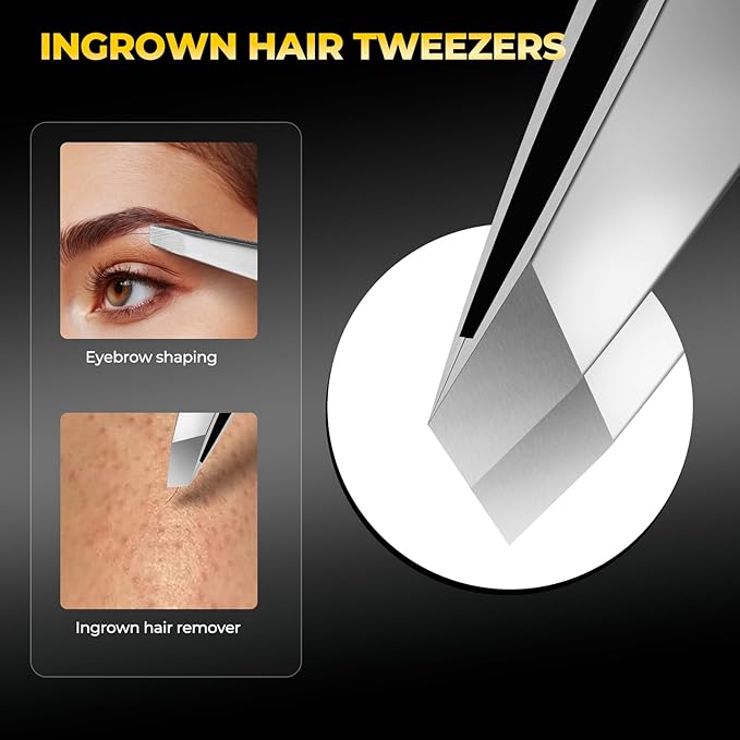 Professional Blackhead Remover Tools,Pimple Popper Tool Kit,Blemish, Whitehead Popping, 8 Pcs Zit Removing for Nose Face, Ingrown Hair Tweezers and Pore Prep Tool