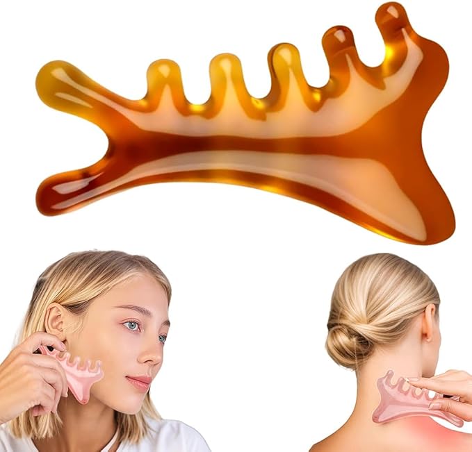 4 in 1 Massage Comb Gua Sha Tool for Face & Body, 2025 New Head Massage Combs Facial Tools, Meridian Therapy Tool for Body Tension Relief, Self Care Gifts for Women Men (Orange)
