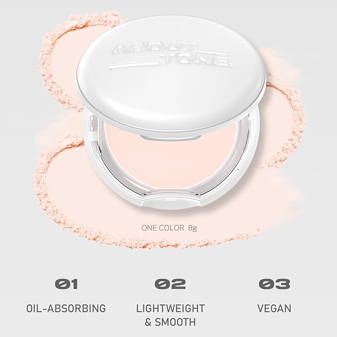 ABOUT TONE Sebum Cut Powder Pact 0.28oz - Extreme Sebum Control Pressed Powder Compact with Mirror and Puff Non-Dry Oil Cut Ultra-Fine Texture Face Makeup Finishing Setting Fixing Longlasting Vegan