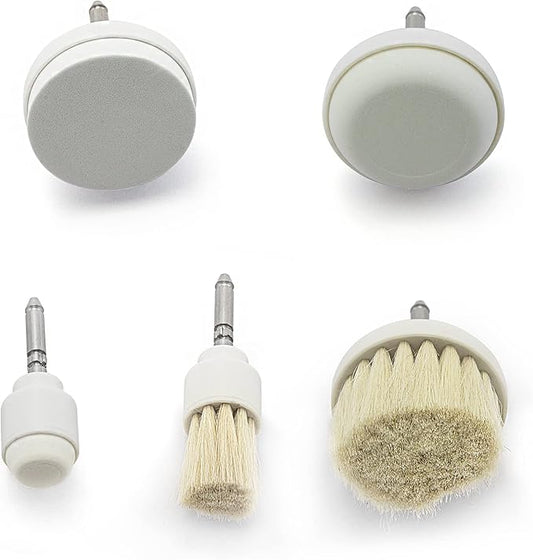 Elitzia 5-Piece Skin Care Brush Set for Electric Facial Cleansing Brush Pore Cleaning Exfoliating & Massage Attachments Wool Foam Rub Stone Facial Brush Gentle for All Skin Types