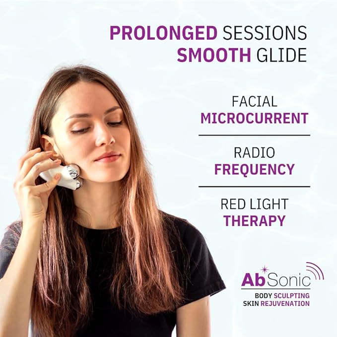 Absonic Glow Microcurrent Conductive Gel - Anti-Aging Serum Enriched with Hyaluronic Acid, Collagen, Niacinamide B3 for Facial, LED, RF & Nuface Devices - 8.5oz Bottle - Made in USA