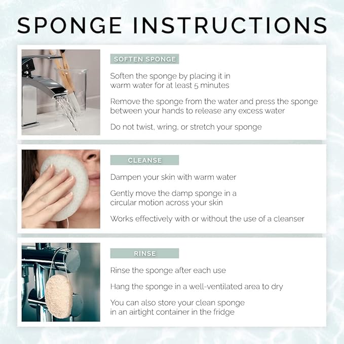 Wildpier Beauty Konjac Sponge, Natural Luxury Facial Exfoliator, Face Scrubber, Makeup Remover, Plant Based Gentle Cleansing for Sensitive Skin, Removes Dead Skin Cells, White