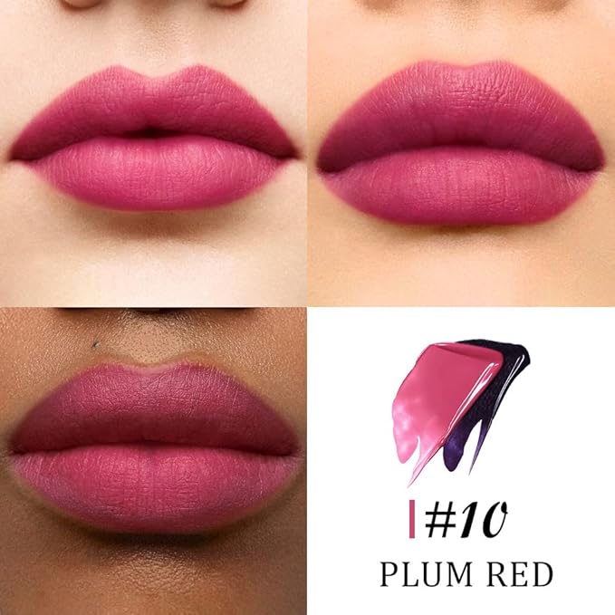 Kaely Plum Red Lip Stain Peel Off Masque, Long Lasting Waterproof Smudge Proof Lip Tint, Non-Transfer Semi Permanent Lipliner Tattoo with Tweezer, Matte Finish, Vegan & Cruelty-Free, 10