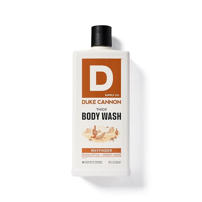 Duke Cannon Supply Co. Thick High Viscosity Body Wash – 3X Thicker, Cleansing Shower and Bath Gel, Mineral-Enriched for Men – Shower Gel – Men’s Body Scrub – Wayfinder (18 oz)