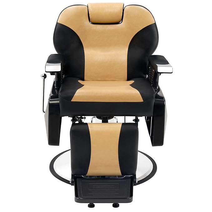 BarberPub Heavy Duty Reclining Barber Chair, All Purpose Hydraulic Salon Chairs for Hair Stylist, Barbershop Salon Tattoo 2688(Yellow&Black)