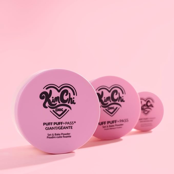 KimChiChic Beauty Giant Puff Puff Pass Set & Bake Powder - Loose Setting Powder with Rice Powder & Vitamin E, Finely Milled for All Day Wear, Translucent 80g