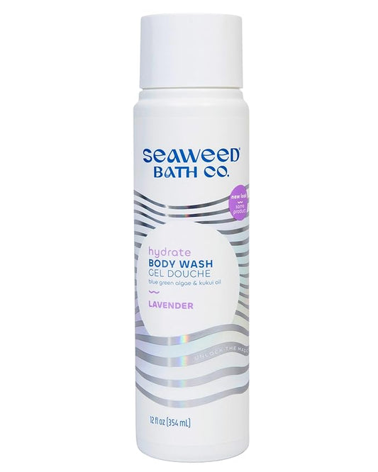 Seaweed Bath Co. Hydrate Body Wash - Lavender - Hydrating Foaming Cleanser with Soothing Natural Ingredients - Vegan, Paraben and Sulfate Free Shower Gel for Men and Women - 12 oz
