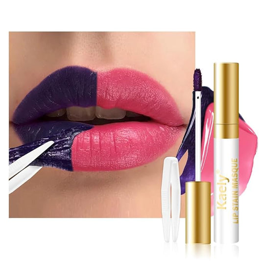 Kaely Cool Rose Lip Stain Peel Off Masque, Long Lasting Waterproof Smudge Proof Lip Tint, Non-Transfer Semi Permanent Lipliner Tattoo with Tweezer, Matte Finish, Vegan & Cruelty-Free, 11