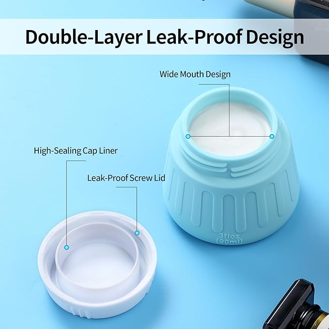 Gemice 3 oz Travel Containers for Toiletries, 4-Pack TSA Approved Travel Size Toiletries Containers for On-the-Go, Small Leak-Proof Travel Essentials Silicone Jar for Shampoo, Lotions, Cleanser