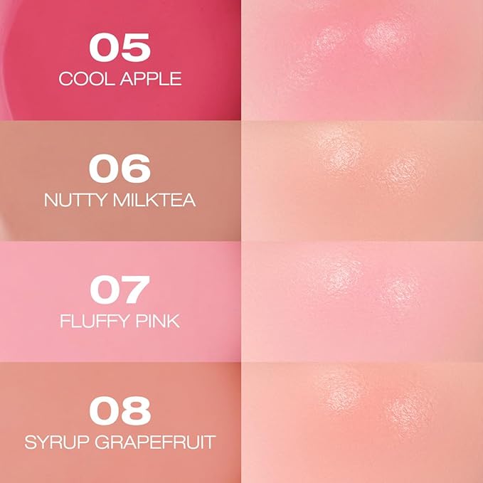 PERIPERA SYRUPY TOK CHEEK, Liquid Blush, Dewy Finish and Hydrates All day, Soft Velvet Texture Face Cheek Tint (09 PALE PEACH, One Size)
