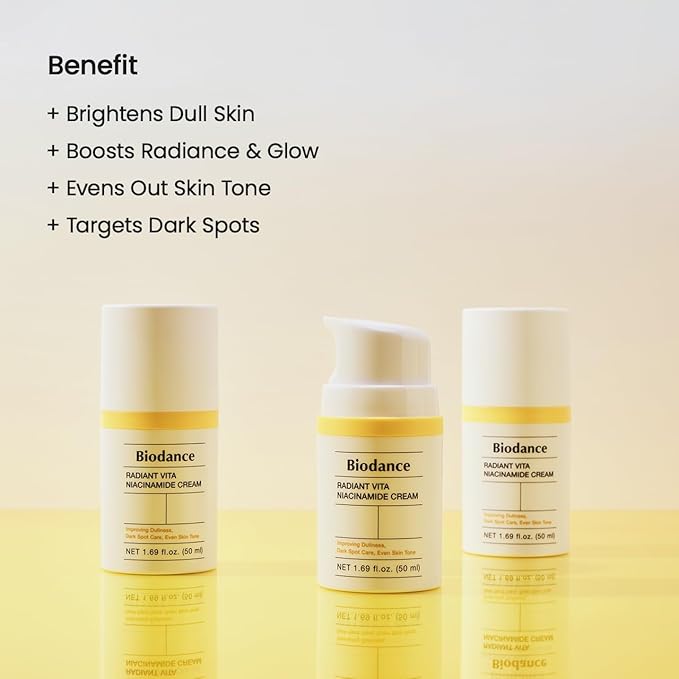 BIODANCE Radiant Vita Niacinamide Cream, Brightening, Dark Spot Correcting Facial Moisturizer, Korean Skin Care, Valentines Day Gifts for Her | 1.69 fl.oz, 50ml