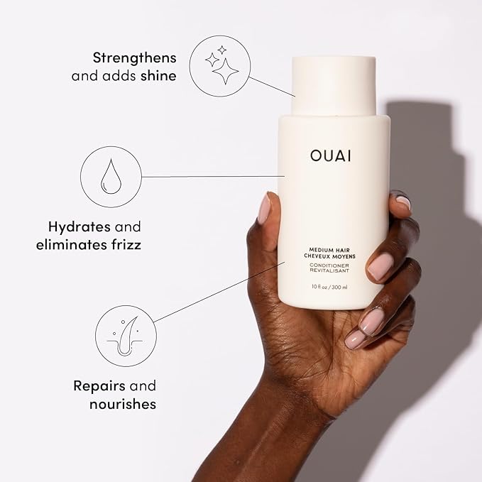 OUAI Medium Hair Shampoo and Conditioner Set - Sulfate-Free Shampoo and Conditioner for Women & Men - Made with Keratin, Shea Butter & Avocado Oil - Free of Parabens & Phthalates (10 Fl Oz)