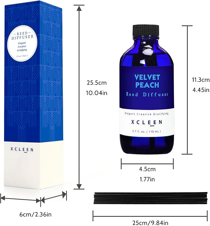 Reed Diffuser Set, Velvet Peach Scent Fragrance Oil Diffuser, Reed Diffusers for Home, Bathroom Air Fresheners & Decor