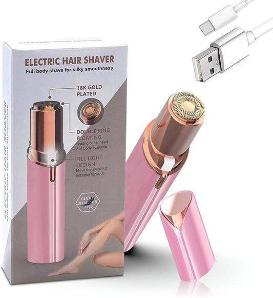 Facial Hair Remover for Women – Electric Face Razor with Light, Hair Removal for Upper Lip, Chin & Cheeks – Color Rose Red