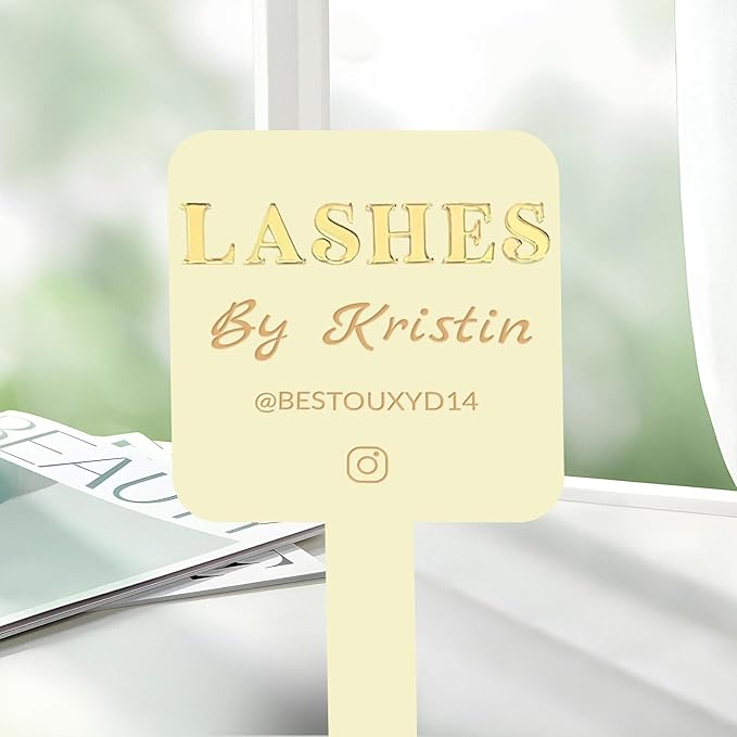 Personalized Lash Mirror Custom Eyelash Photo Prop Personalised Acrylic Handheld Lash Mirror with Name Gift for Beauty Girls Technician (Color013)