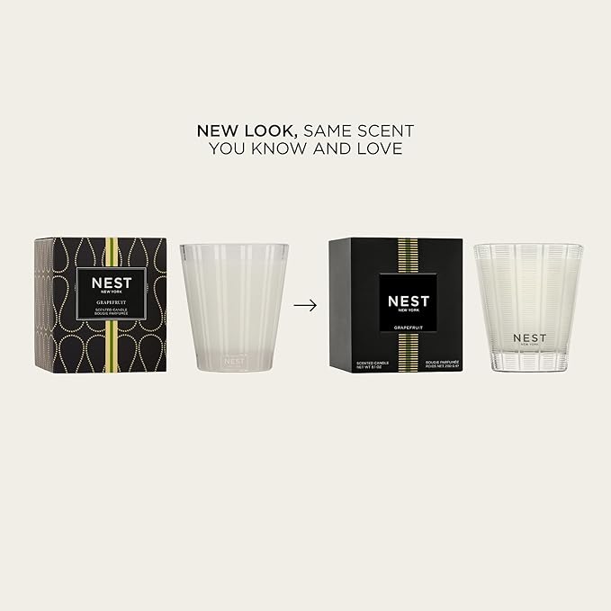 NEST New York Scented Classic Candle, Grapefruit - 8.1 oz - Up to 60-Hour Burn Time - Reusable Glass Vessel
