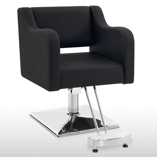 BarberPub Classic Salon Chair for Hair Stylist,Hydraulic Barber Styling Chair,Beauty Salon Spa Equipment 3802 (Black)