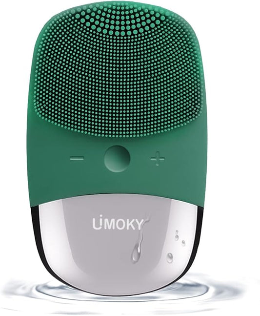 Facial Cleansing Brush, 3-in-1 Electric Silicone Face Scrubber, Vibrating Massager, IPX7 Waterproof, USB Rechargeble Pore Brush for Deep Cleanning, Blackhead Remover, Exfoliating (Green)