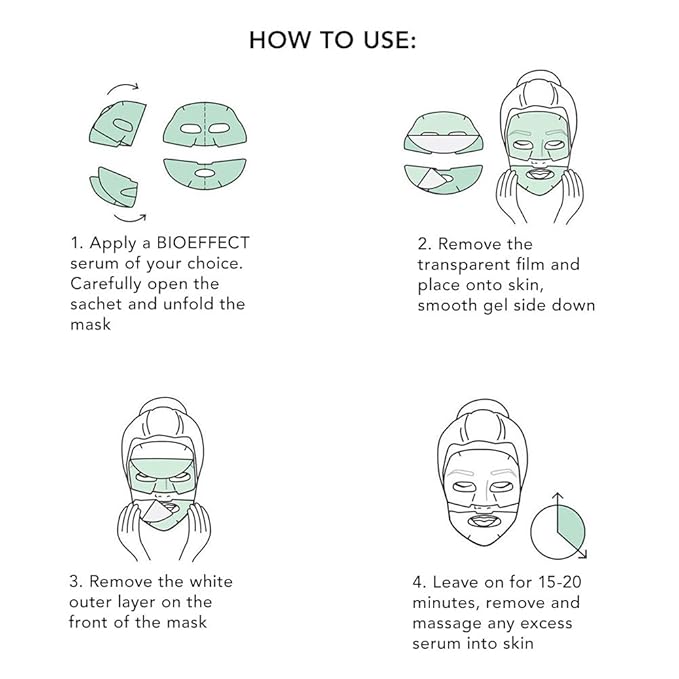 Bioeffect Imprinting Hydrogel Facial Skincare Mask 6-Pack with Hyaluronic Acid is Deeply Moisturizing, Skin Plumping and Fast Absorbing, A Hydrating Gel Sheet Mask Beauty Treatment, Alcohol-free