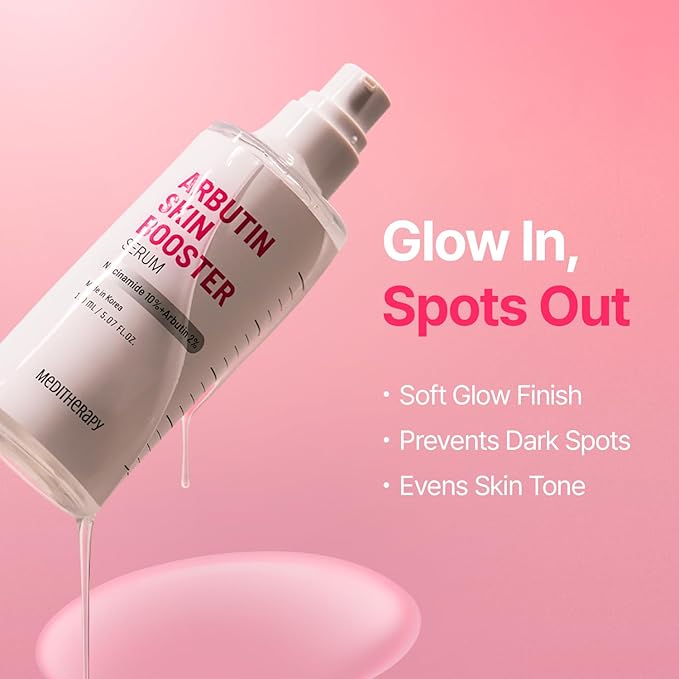 MEDITHERAPY Arbutin Skin Booster Serum + Device 5.07 fl. oz - Korean Face Serum with 10% Niacinamide and 2% Arbutin - At Home Face Massager Tool for Radiant Glow Skin - Boosts Skin Absorption by 770%