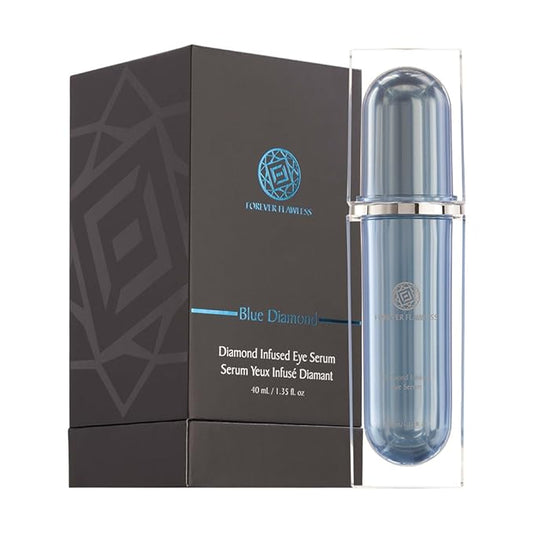 Forever Flawless Diamond Infused Eye Serum. Blue Diamond Eye Serum Formulated to Diminish Puffiness, Bags, Dark Circles, Wrinkles, and Fine-Lines around the Eyes.