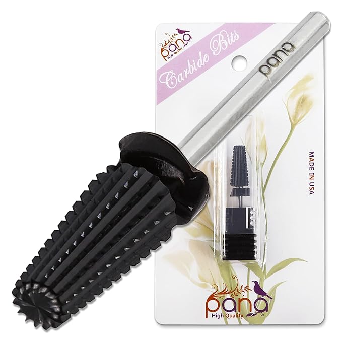 PANA 3/32" Shank 5-in-1 Nail Carbide Bit - (Triple Coarse - Extra Coarse Grit, DLC Black) - Two Way Rotate use for Both Left and Right Handed Fast remove Acrylic or Hard Gel Machine