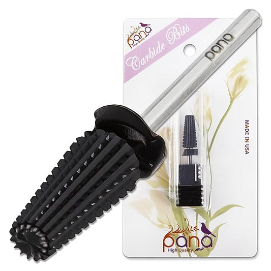PANA 3/32" Shank 5-in-1 Nail Carbide Bit - (Triple Coarse - Extra Coarse Grit, DLC Black) - Two Way Rotate use for Both Left and Right Handed Fast remove Acrylic or Hard Gel Machine