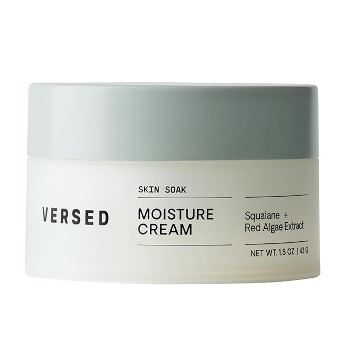 Versed Skin Soak Rich Moisture Face Cream - Daily Facial Moisturizer with Squalane Oil, Hyaluronic Acid, Vitamin E + Red Algae - Smooth, Non-Greasy Night Cream for Aging, Dry Skin - Vegan (1.5 oz)
