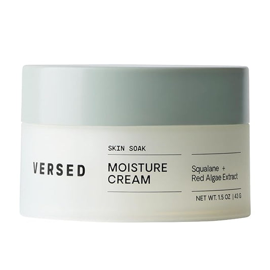 Versed Skin Soak Rich Moisture Face Cream - Daily Facial Moisturizer with Squalane Oil, Hyaluronic Acid, Vitamin E + Red Algae - Smooth, Non-Greasy Night Cream for Aging, Dry Skin - Vegan (1.5 oz)