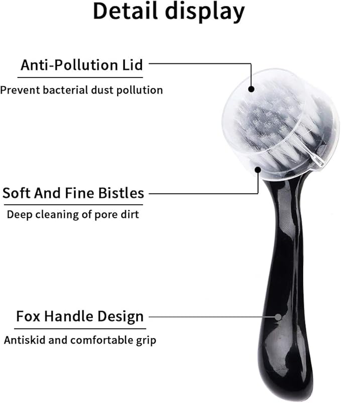 Facial Cleansing Brush, 4 Colors Facial Exfoliating Brush Face Wash Scrub Exfoliator Brush for Makeup Skincare Removal, 4 Pcs (Black Blue Green Pink)