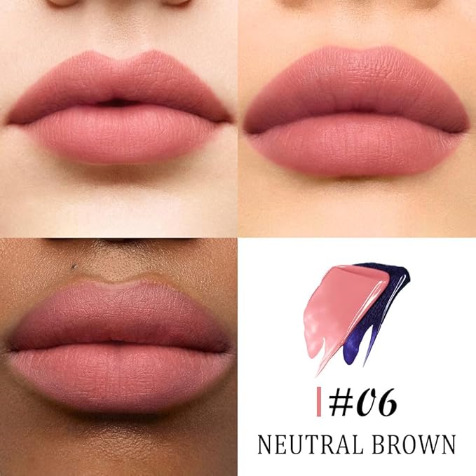 Kaely Neutral Brown Lip Stain Peel Off Masque, Long Lasting Waterproof Smudge Proof Lip Tint, Non-Transfer Semi Permanent Lipliner Tattoo with Tweezer, Matte Finish, Vegan & Cruelty-Free, 06