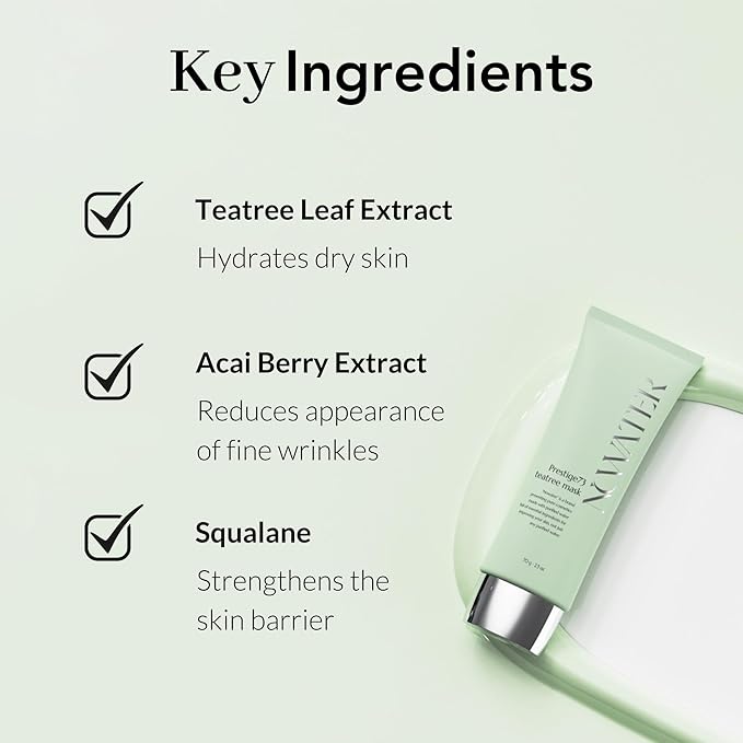 NOWATER Tea Tree Wrapping Mask, Skin Soothing care & Acne-prone Skin - Teatree & 6 Tropical Fruit Extracts, Calming Peel Off Mask, Korean Skincare for Face (2.4 Oz)
