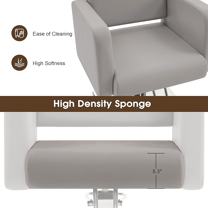 BarberPub Classic Styling Salon Chair for Hair Stylist, with Hydraulic Pump Shampoo Chair Beauty Barber Salon Spa Equipment 3805 (Grey)