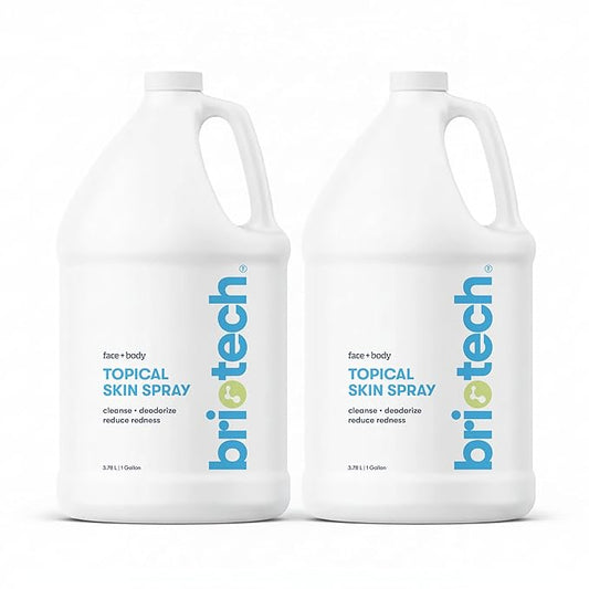 BRIOTECH Topical Skin Spray, Hypochlorous Acid for Sensitive Skin, HOCl Facial Mist, Full Body Support Against Irritation, Calm Redness, Soothe Foot & Scalp, 1 Gallon Refill (2 Pack)