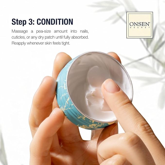 Onsen Secret Essential Nail Reboot Kit with Hand & Cuticle Rescue Cream | Buffer Block, Professional File, Replacement Pads and Repair Cream for Strong, Healthy, Shiny Natural Nails at Home