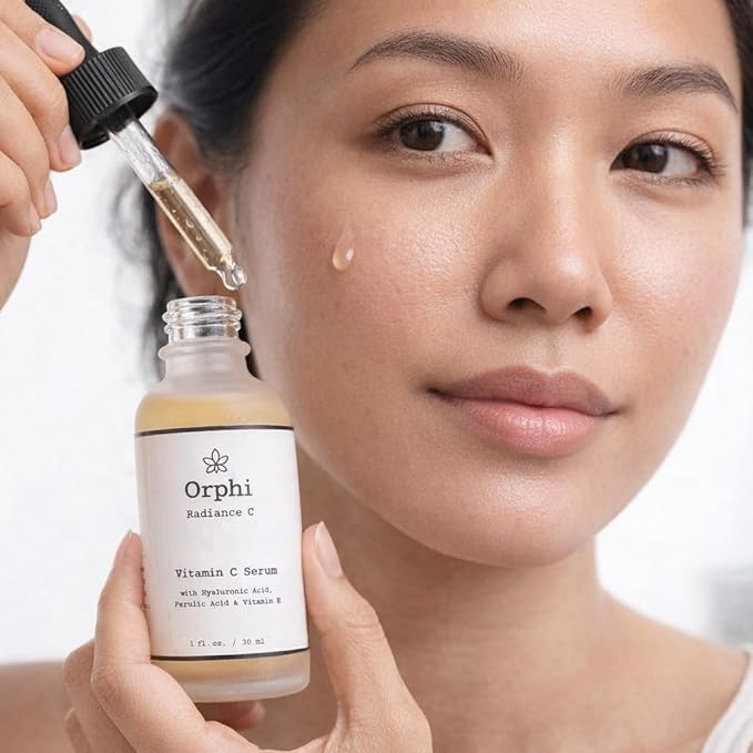 Orphi Radiance C Vitamin C Face Serum – Fragrance-Free Facial Serum with Hyaluronic Acid, Ferulic Acid & Vitamin E | Brightening & Anti-Aging Skincare for Women & Sensitive Skin | Made in USA