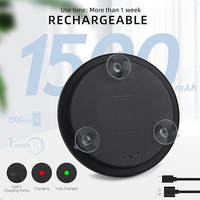 20x Lighted Magnifying Mirror with Suction Cups, Large 6'' Magnified Mirror with Light High Magnification Travel Makeup Mirror, Rechargeable Battery, 3 Colors Dimming Light, with Tweezers &Scissors