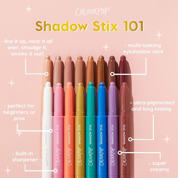 ColourPop Shadow Stix - Cream Eyeshadow Stick with Long-Lasting Color - Multi-Use Cream Makeup with a Built-In Sharpener & Precise Tip for Easy Application - Hey Boo (0.05 oz)