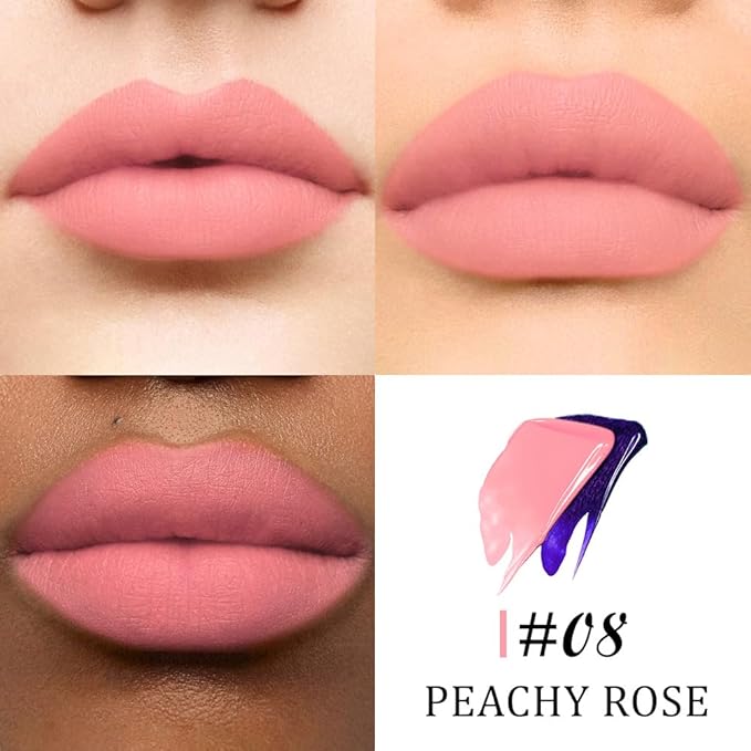 Kaely Peachy Rose Lip Stain Peel Off Masque, Long Lasting Waterproof Smudge Proof Lip Tint, Non-Transfer Semi Permanent Lipliner Tattoo with Tweezer, Matte Finish, Vegan & Cruelty-Free, 08