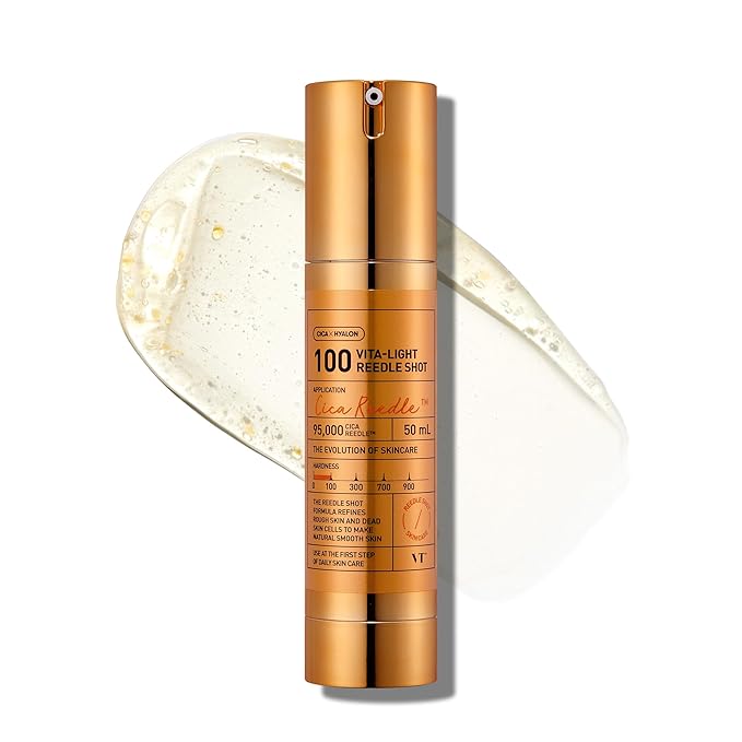 VT COSMETICS Vita-Light Reedle Shot 100 Serum with Vitamin C Capsules & Vitamin E Microneedling Formula, Korean Skin Booster, 1.69 fl oz(50ml)