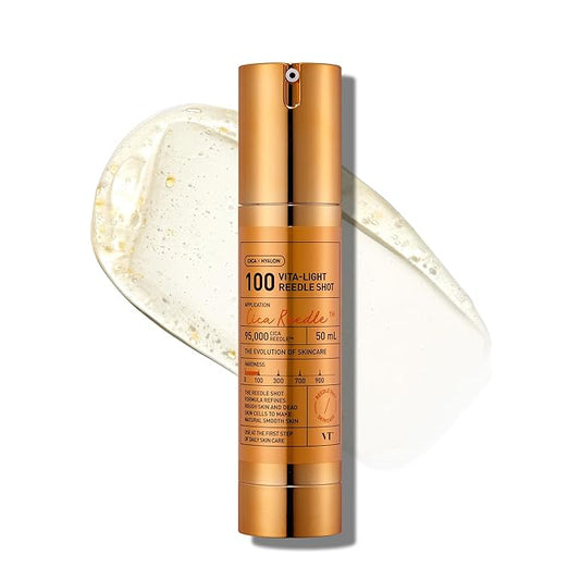 VT COSMETICS Vita-Light Reedle Shot 100 Serum with Vitamin C Capsules & Vitamin E Microneedling Formula, Korean Skin Booster, 1.69 fl oz(50ml)