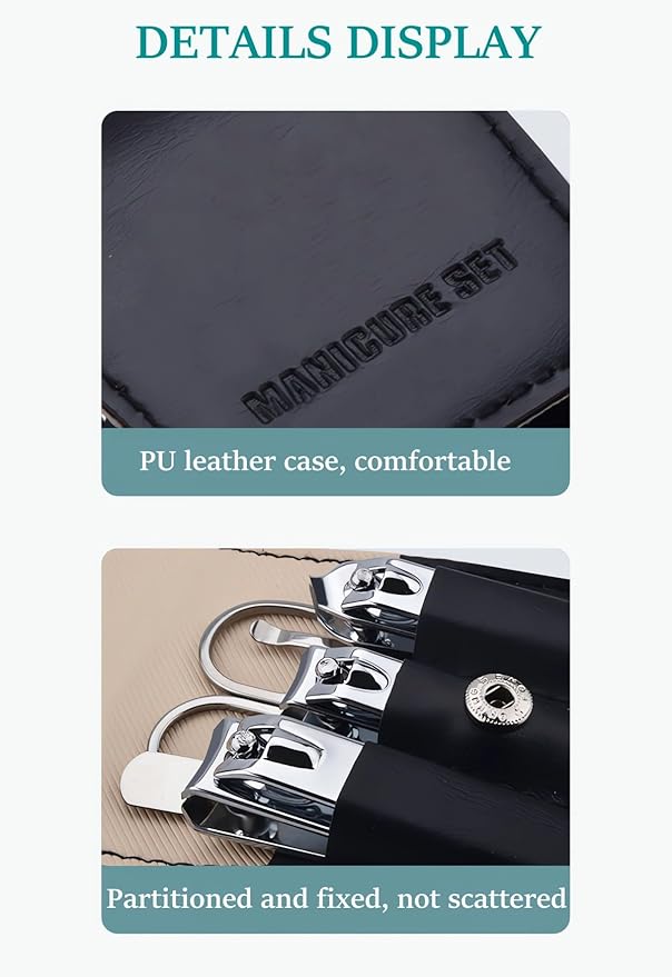 Nail Clipper Set, 6 Pcs Toenail Clippers, Stainless Steel Fingernail Clipper, and PU Leather Manicure Set, Purse Essentials Travel Nail Kit Gift Ideas