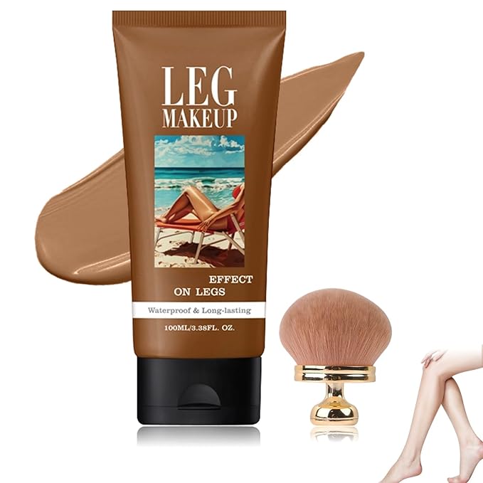 Legs Makeup Waterproof with Brush,No Transfer Body Concealer,Tattoo Cover Up Makeup Waterproof,Long Last Body Foundation for All Skin Tones,100ML (Bronze)