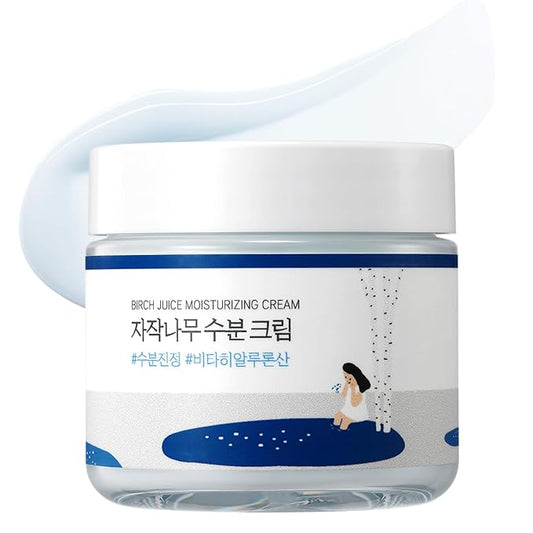 ROUND LAB Birch Juice Moisturizing Cream 2.7 Fl Oz, 48-Hour Deep Hydrating Face Moisturizer with Birch Sap & Vita Hyaluronic Acid for Acne-Prone Skin, Reduces Sebum, Oil, Blackheads, Korean Skin Care