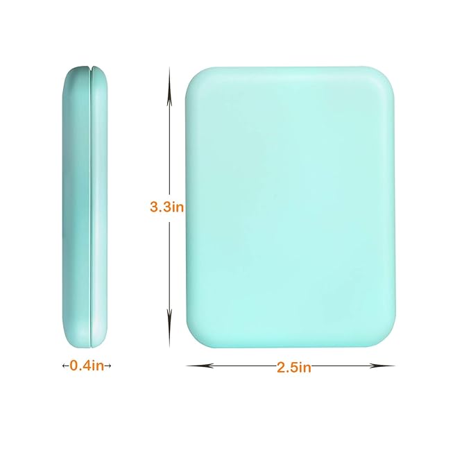 Kintion Pocket Mirror, 1X/3X Magnification LED Compact Travel Makeup Mirror with Light for Purse, 2-Sided, Portable, Folding, Handheld, Small Lighted Mirror for Gift, Cyan
